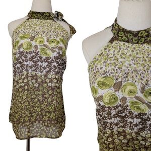 Free With Purchase Reitman's Halter Top Green Floral Size Small